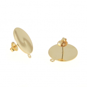 Pendientes con trasera disco 18 mm Dorado con oro fino x2