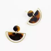 Dije redondo de acetato de celulosa 21.5 mm Concha de tortuga Transparente/Negro x1