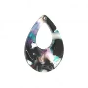 Colgante gota de acetato de celulosa 23x17 mm Concha de tortuga Verde/Negro x1