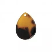 Colgante gota de acetato de celulosa 18x14 mm Concha de tortuga Marrón/Negro x1