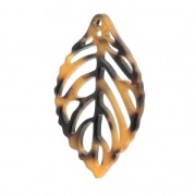 Colgante hoja de acetato de celulosa 39x23mm Concha de tortuga Marrón/Negro x1|raw }}