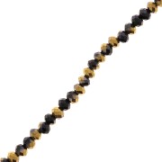 Redondas planas facetadas 3x2 mm Black / Golden x41cm