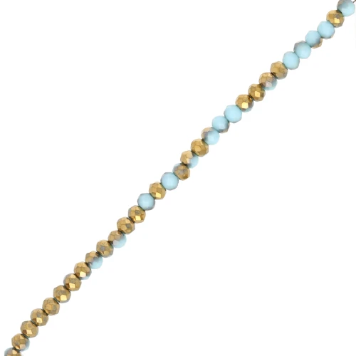 Cuentas facetadas redondas - aplanadas redondas - 3,5x3 mm Azul claro/Dorado x36 cm