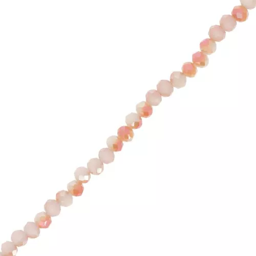 Cuentas facetadas redondas - redondas aplanadas -3,5x3 mm Cream Iris AB x30cm