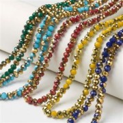 Redondas planas facetadas 3x2 mm Dark Slate Blue / Golden x43cm