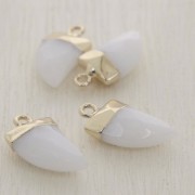 Mini colgante diente con piedra sintética imitación gema 20 mm Opale/dorado x1