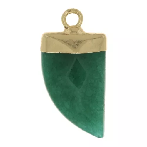 Mini colgante diente piedra sintética imitación gema 20 mm Aventurine/dorado x1