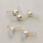 Mini cuerna con piedra sintética imitación gema 12 mm Opal/dorado x1