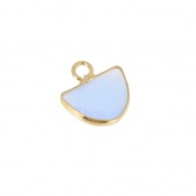 Mini colgante media-luna con piedra de imitación gema 14 mm Blue agate/dorado x1