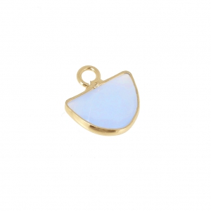 Mini colgante media-luna con piedra de imitación gema 14 mm Blue agate/dorado x1