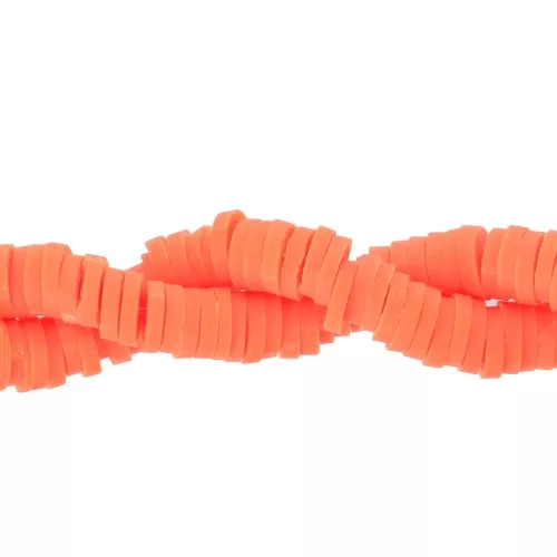 Cuentas arandalas Heishi de arcilla polimérica 5x1 mm Naranja x39 cm