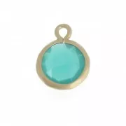Mini colgante facetado imitación piedra gema 12 mm dorado satinado/Aqua Opal x1