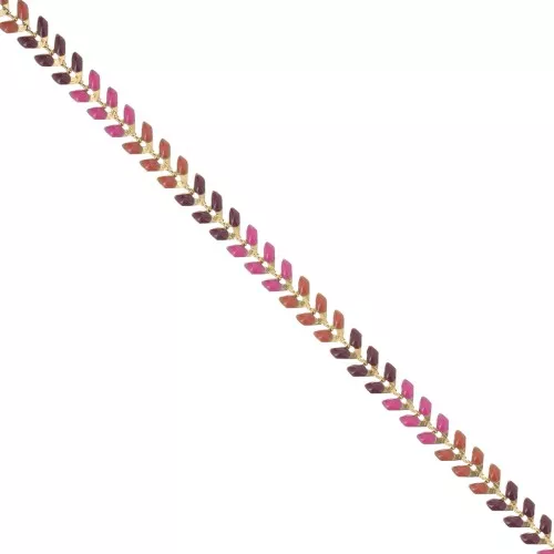 Cadena en espiga de resina epoxi 6,3 mm Burdeos/Camel/Rosa Dorado x 20cm