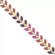 Cadena en espiga de resina epoxi 6,3 mm Burdeos/Camel/Rosa Dorado x 20cm