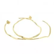 Pendientes de aros martillados aplananas forma irregular 58 mm Dorado con oro fx2