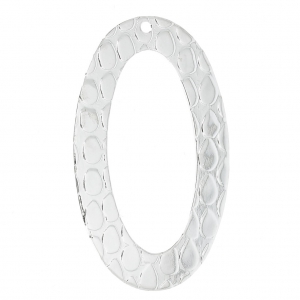 Colgante ovalado Imitación De Piel De Serpiente 36.5x22.5 mm chapado en plata fina x1