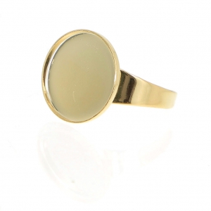 Anillo engaste para cabuchón fondo plano 15 mm Dorado con oro fino x1