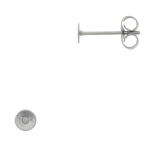 Pendientes disco con trasera 4 mm Acero Inox x2