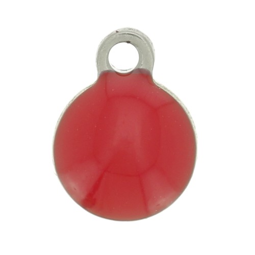 Dijes redondos de Acero Inox y resina epoxi 6 mm Rojo x5