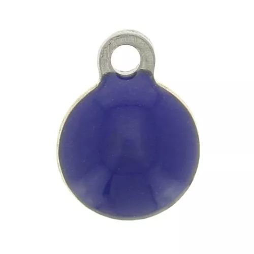 Dijes redondos de Acero Inox y resina epoxi 6 mm Azul Marino x5