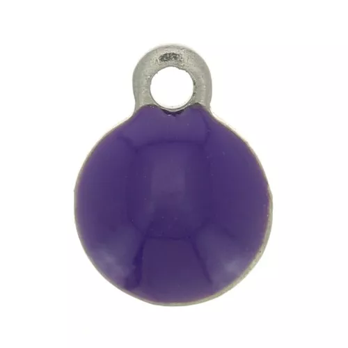 Dijes redondos de Acero Inox y resina epoxi 6 mm Dark Purple x5