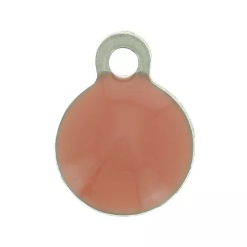 Dijes redondos de Acero Inox y resina epoxi 6 mm - Antiguo Rosa x5