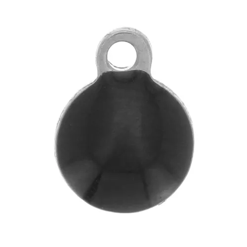 Dijes redondos de Acero Inox y resina epoxi 6 mm Negro x5
