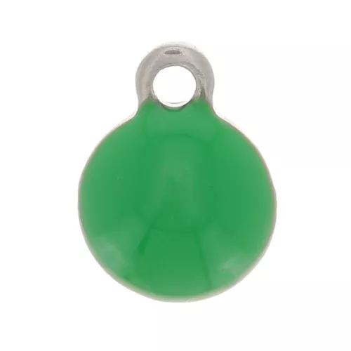 Dijes redondos de Acero Inox y resina epoxi 6 mm Verde x5