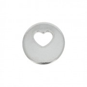 Medalla redonda para grabar agujero forma corazón 13 mm de Acero inox x10