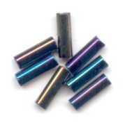 Cuentas de Rocalla Preciosa, tubos de 6,5 x 2 mm, color Jet AB, 20 g
