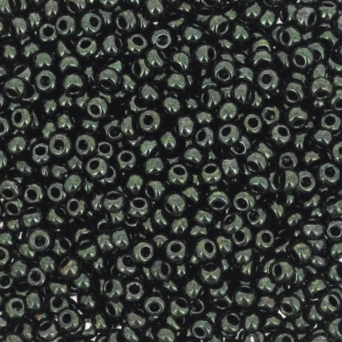 Cuentas de Rocalla Preciosa 11/0 de 2 mm - Negro brillante y verde x 20 g