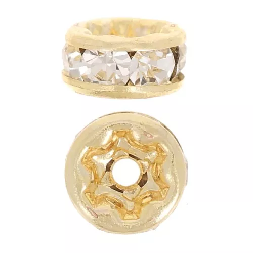 Perla rondel Strass 4,5 mm dorado/Crystal x4