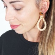 Colgante  cuadrado de mimbre 35 mm para hacer joyas personalizadas DIY x1