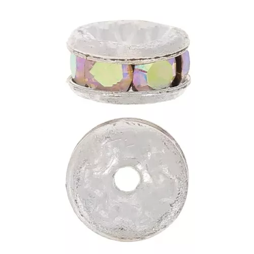 Arandela Strass 4,5 mm plateado/Crystal AB x4