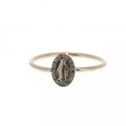 Anillo fino ovalado Virgen talla 50 Chapado de Oro 3 micras
