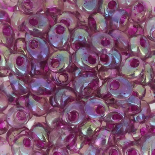 Magatama Miyuki 4 mm MA4-2170 - Amatista ahumada AB Fucsia Forrado x10g