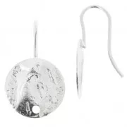 Ganchos de pendientes para trabajos de bisutería disco arrugado 12 mm plateado x2