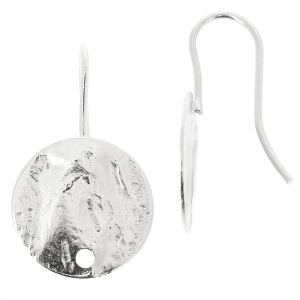 Ganchos de pendientes para trabajos de bisutería disco arrugado 12 mm plateado x2