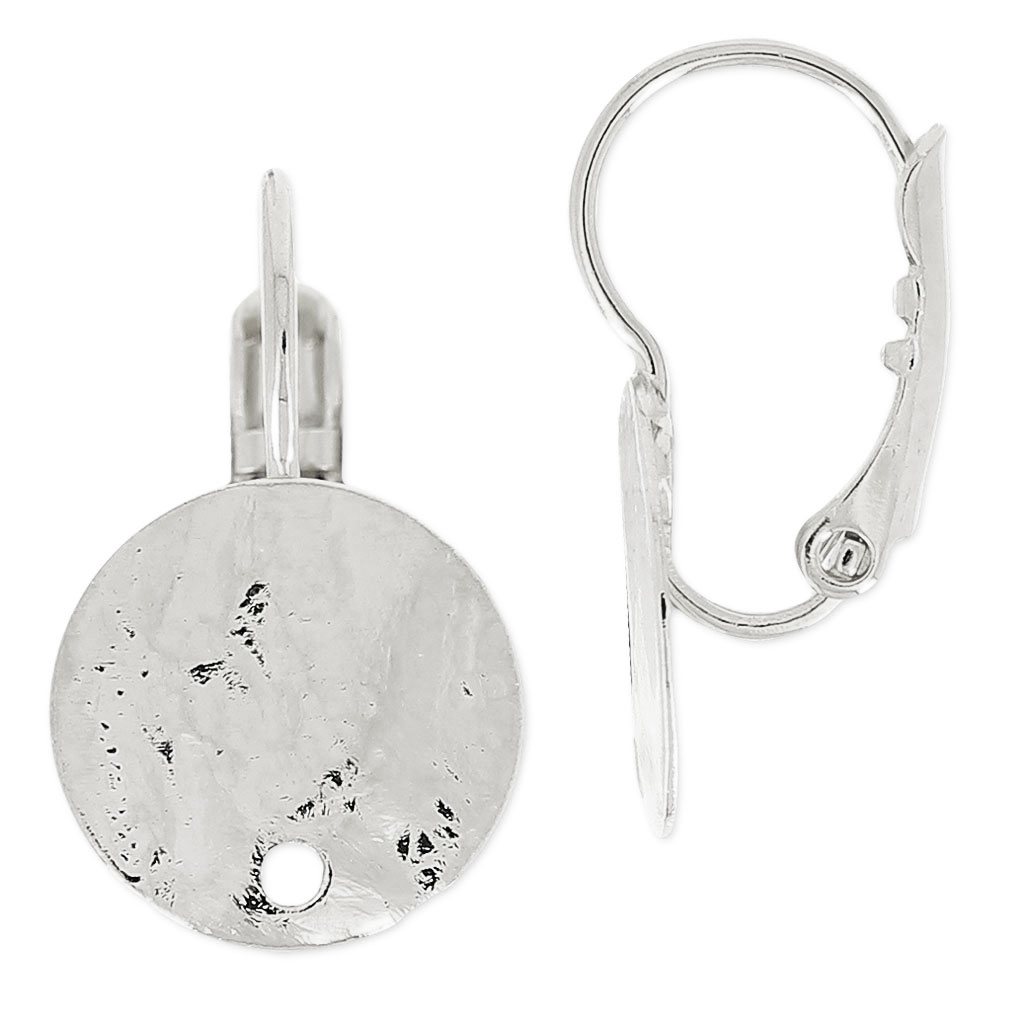 Ganchos de pendientes para trabajos de bisutería disco arrugado 12 mm  plateado x2 - Perles \u0026 Co
