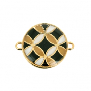 Entrepieza azulejos resina epoxi 2 anillas 23mm Dorado con oro fino/negro/blanco/mostaza x1