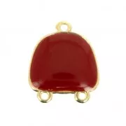 Entrepieza/Candelabro de resina epoxi 2 anillas 20x17 mm Dorado con oro fino/Rojo x1