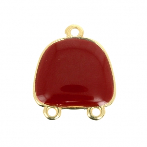 Entrepieza/Candelabro de resina epoxi 2 anillas 20x17 mm Dorado con oro fino/Rojo x1