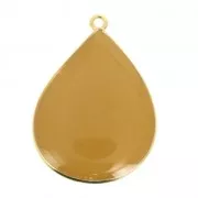 Colgante gota resina epoxi 32x23 mm Dorado con oro fino/Mostaza x1