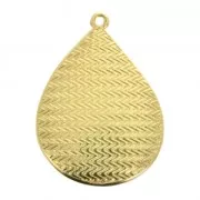 Colgante gota resina epoxi 32x23 mm Dorado con oro fino/Negro x1