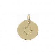 Dije redondo rosa de los vientos con anilla 12.3 mm Chapado de Oro 3 micras x1|raw }}