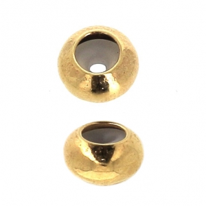 Cuenta pasante de latón 6 x 3,5 mm con un agujero de 1.5 mm Dorado con oro fino x1
