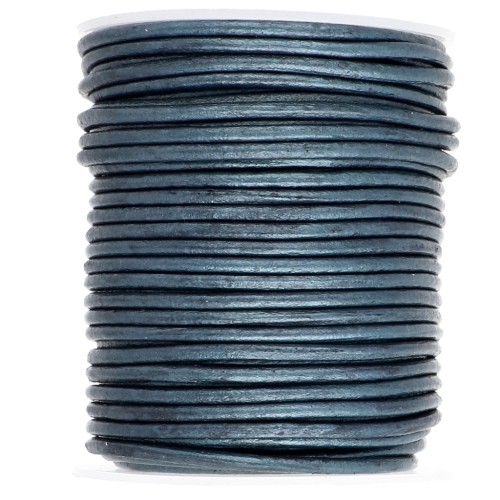 Cordón de cuero 2 mm Azul metalizado x 20 m