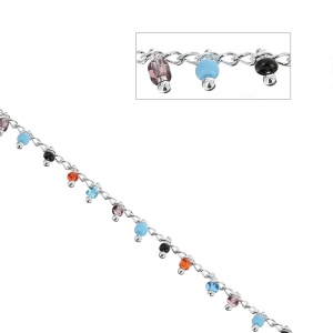 Cadena con rocallas 2 mm Multicolor/plateado x 50cm