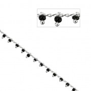 Cadena con rocallas 1.7 mm Jet/plateado x 50cm|raw }}