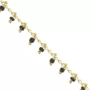 Cadena con rocallas 2 mm Jet/dorado x 50cm